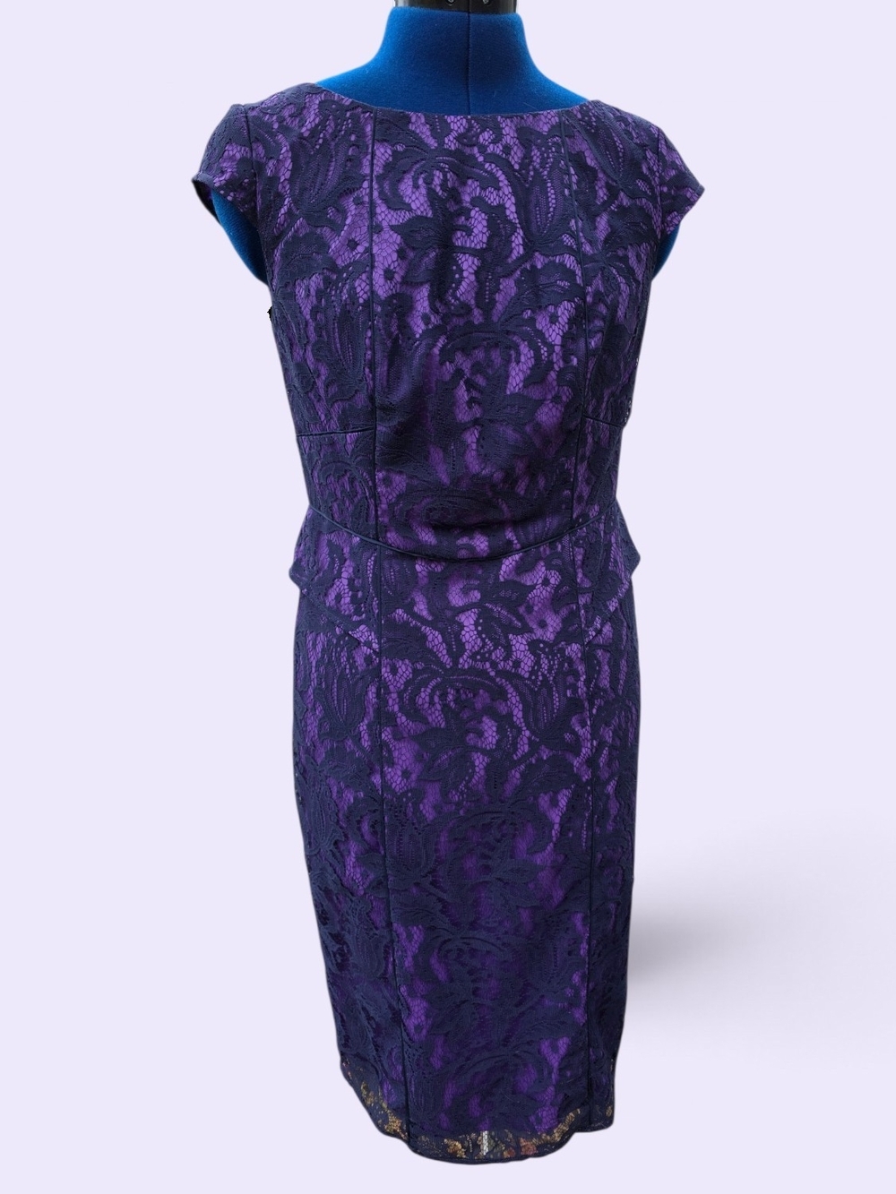Purple And Navy Lace Sheath Dress - Classic Women's Cocktail Dress